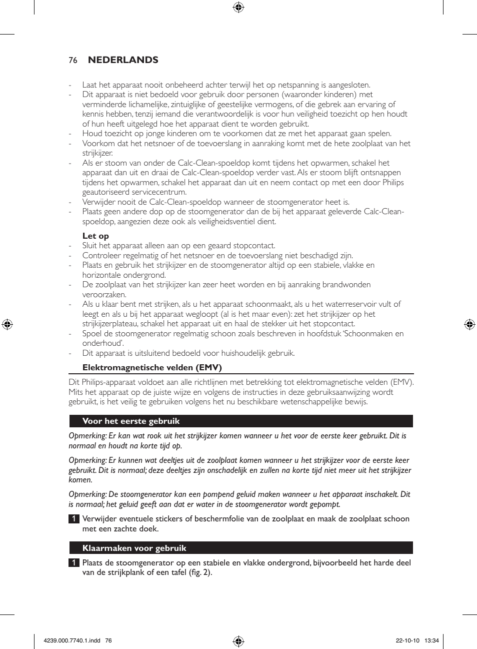 Philips Centrale vapeur haute pression User Manual | Page 76 / 120