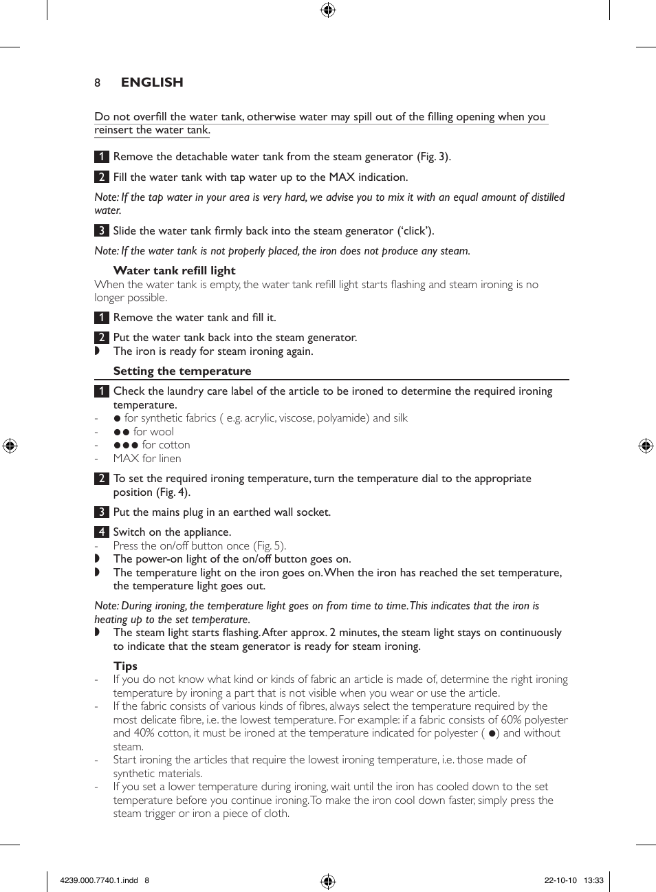 Philips Centrale vapeur haute pression User Manual | Page 8 / 120