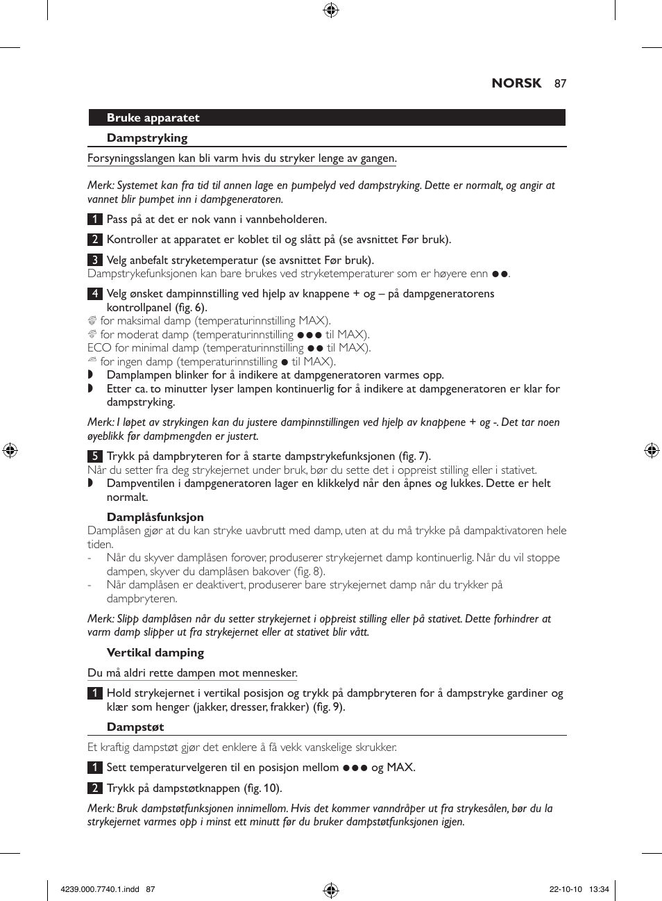 Philips Centrale vapeur haute pression User Manual | Page 87 / 120