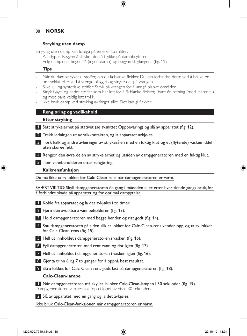 Philips Centrale vapeur haute pression User Manual | Page 88 / 120