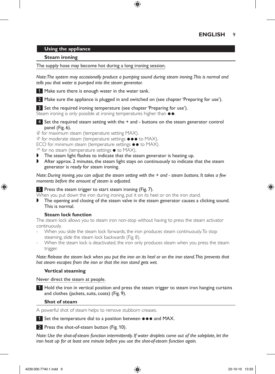 Philips Centrale vapeur haute pression User Manual | Page 9 / 120