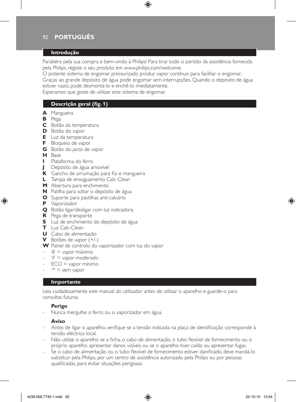 Philips Centrale vapeur haute pression User Manual | Page 92 / 120