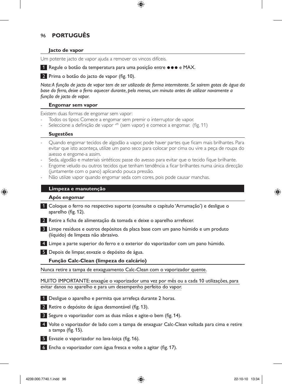 Philips Centrale vapeur haute pression User Manual | Page 96 / 120