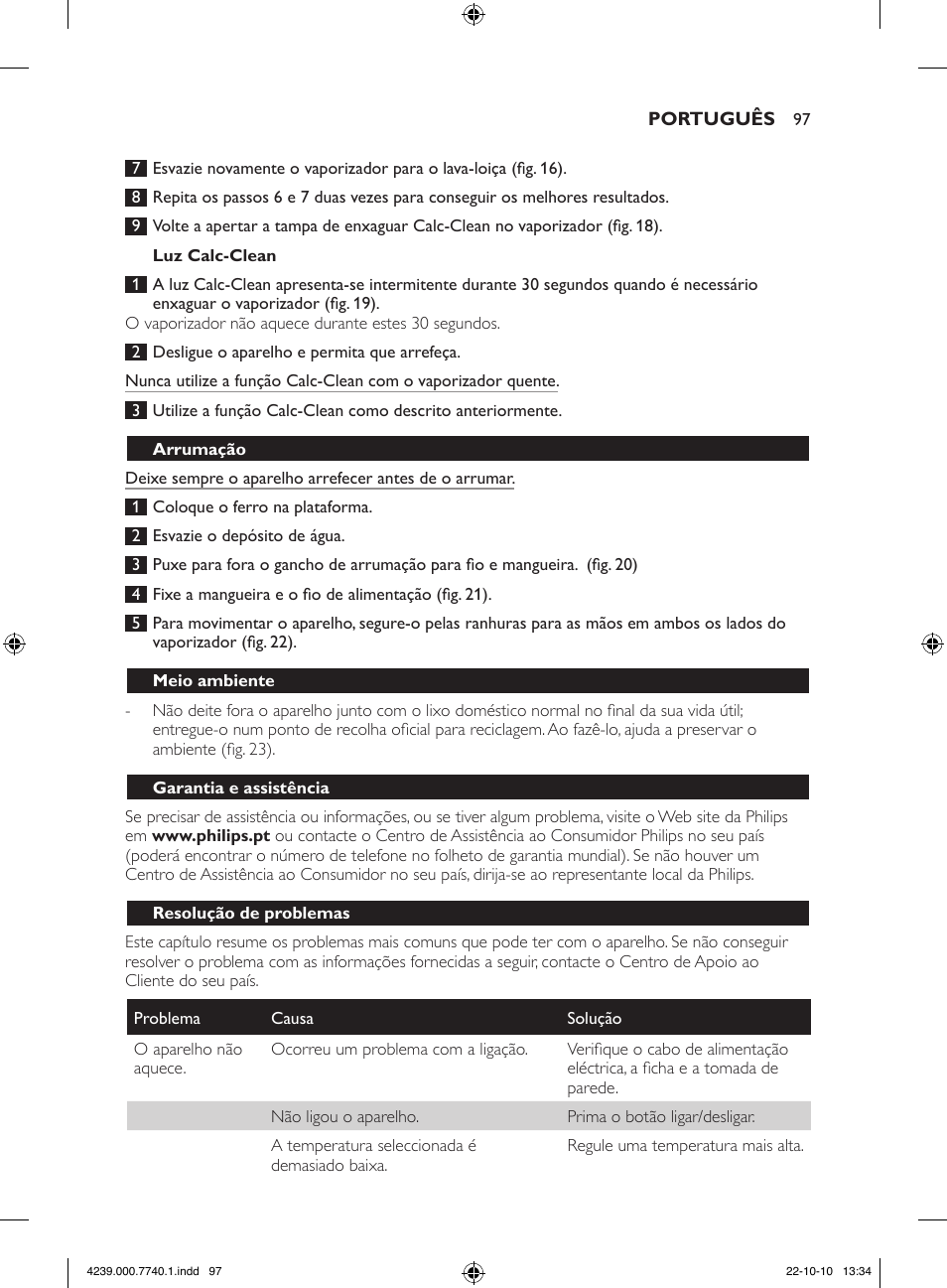 Philips Centrale vapeur haute pression User Manual | Page 97 / 120