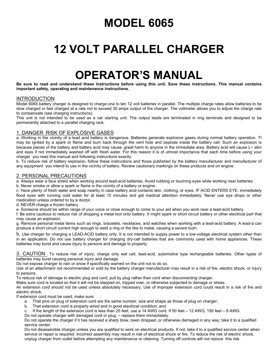 Associated Equipment 6065 User Manual | 4 pages