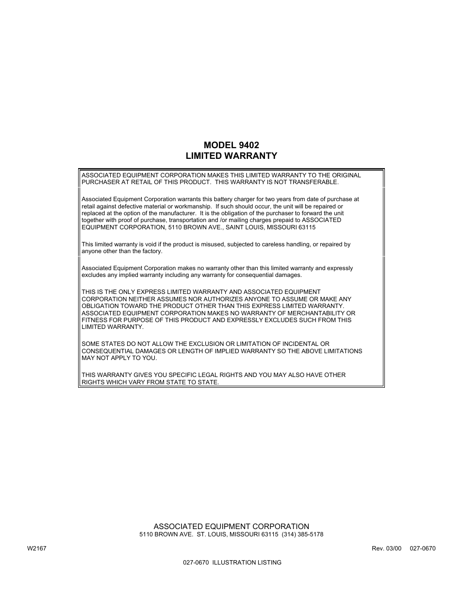 Associated Equipment 9402 User Manual | Page 12 / 13