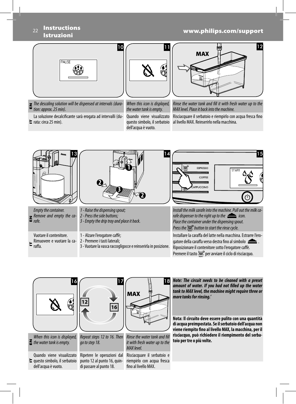 Philips Saeco Minuto Machine espresso Super Automatique User Manual | Page 22 / 84