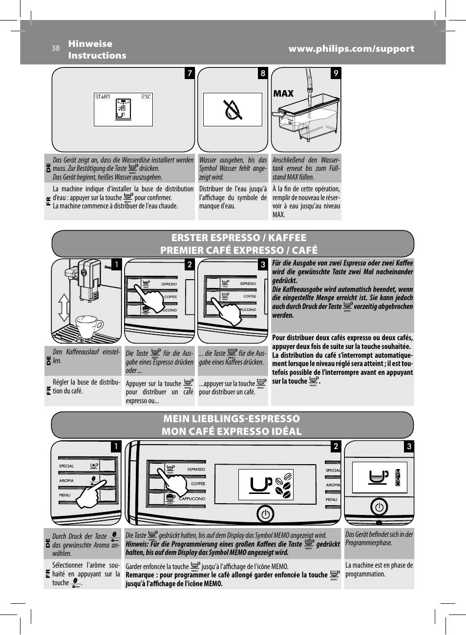 Mein lieblings-espresso mon café expresso idéal | Philips Saeco Minuto Machine espresso Super Automatique User Manual | Page 38 / 84