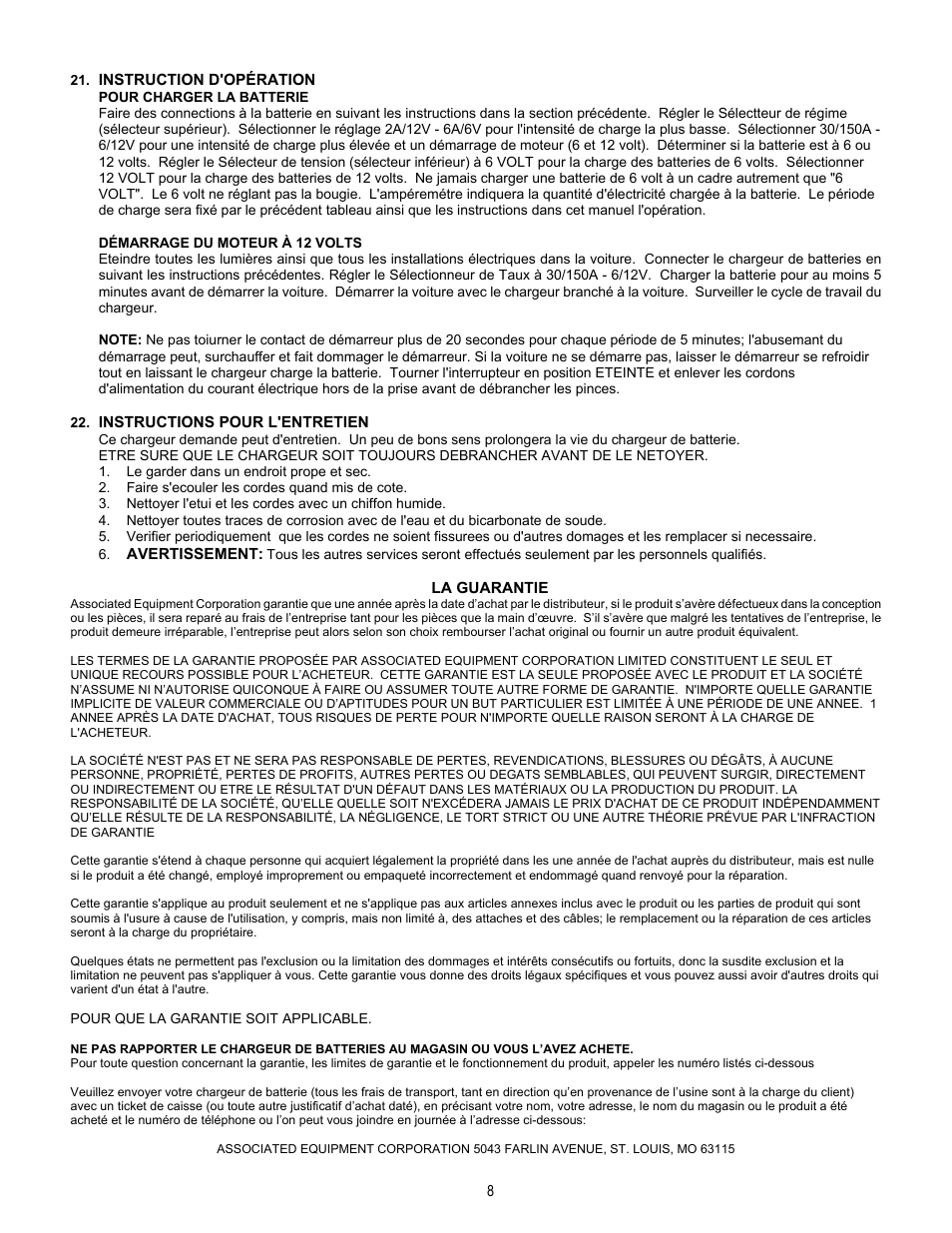 Associated Equipment 9430 User Manual | Page 8 / 13