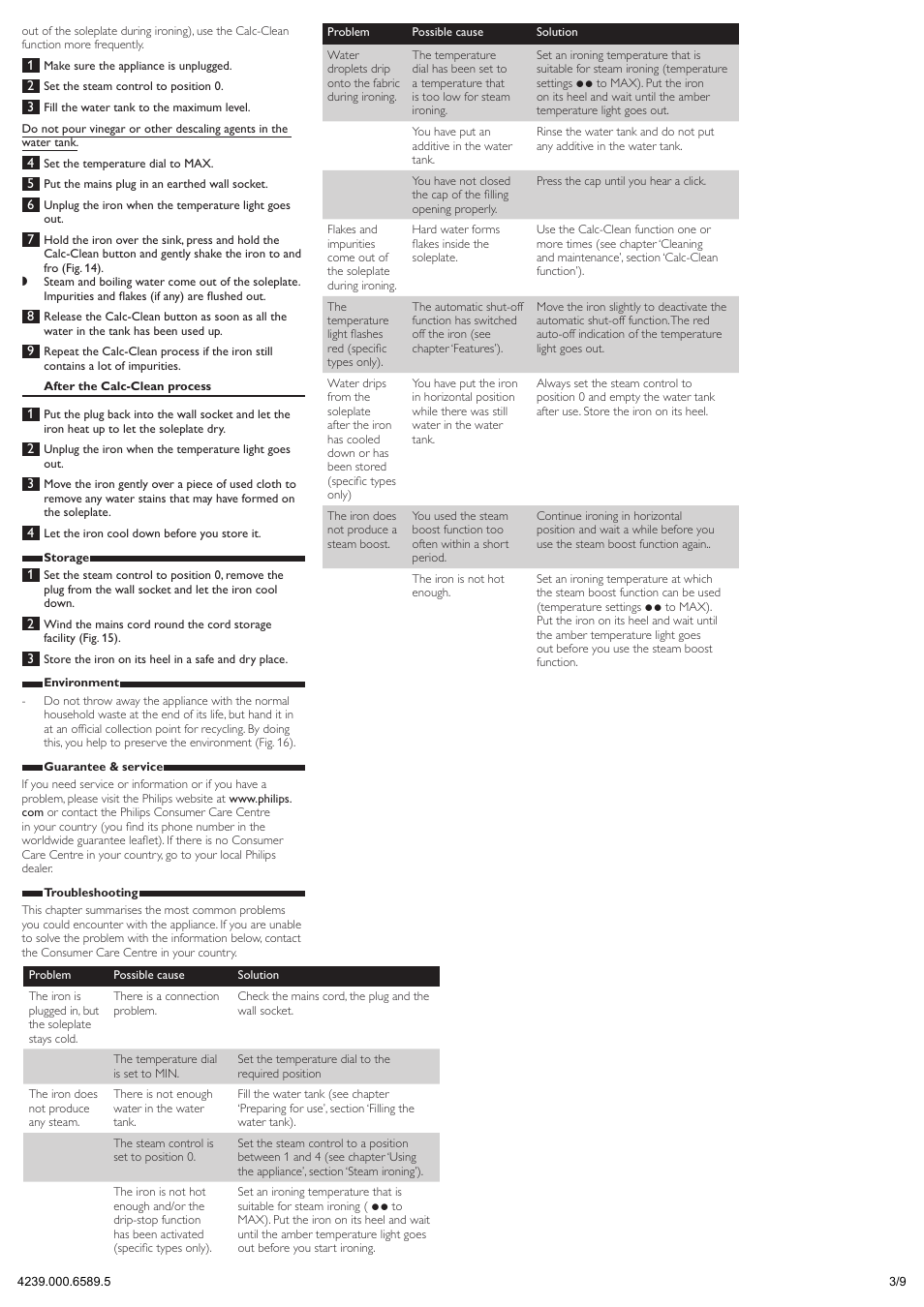 Philips 3300 series Fer vapeur User Manual | Page 3 / 9