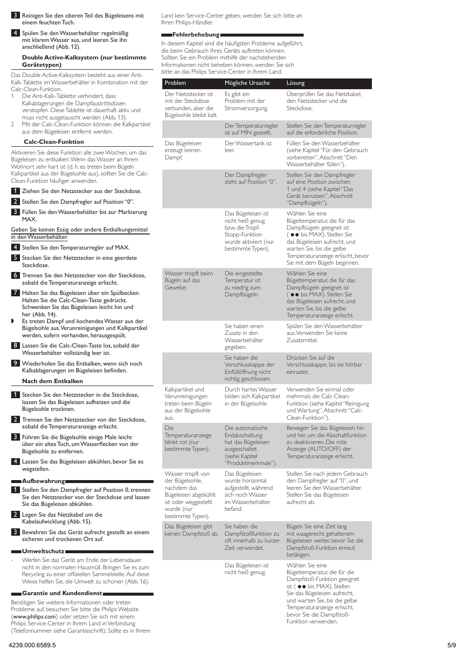 Philips 3300 series Fer vapeur User Manual | Page 5 / 9