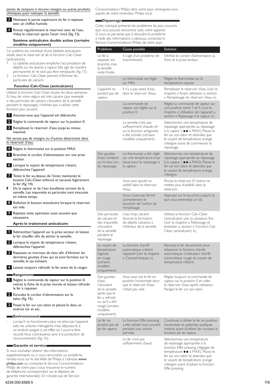 Philips 3300 series Fer vapeur User Manual | Page 7 / 9