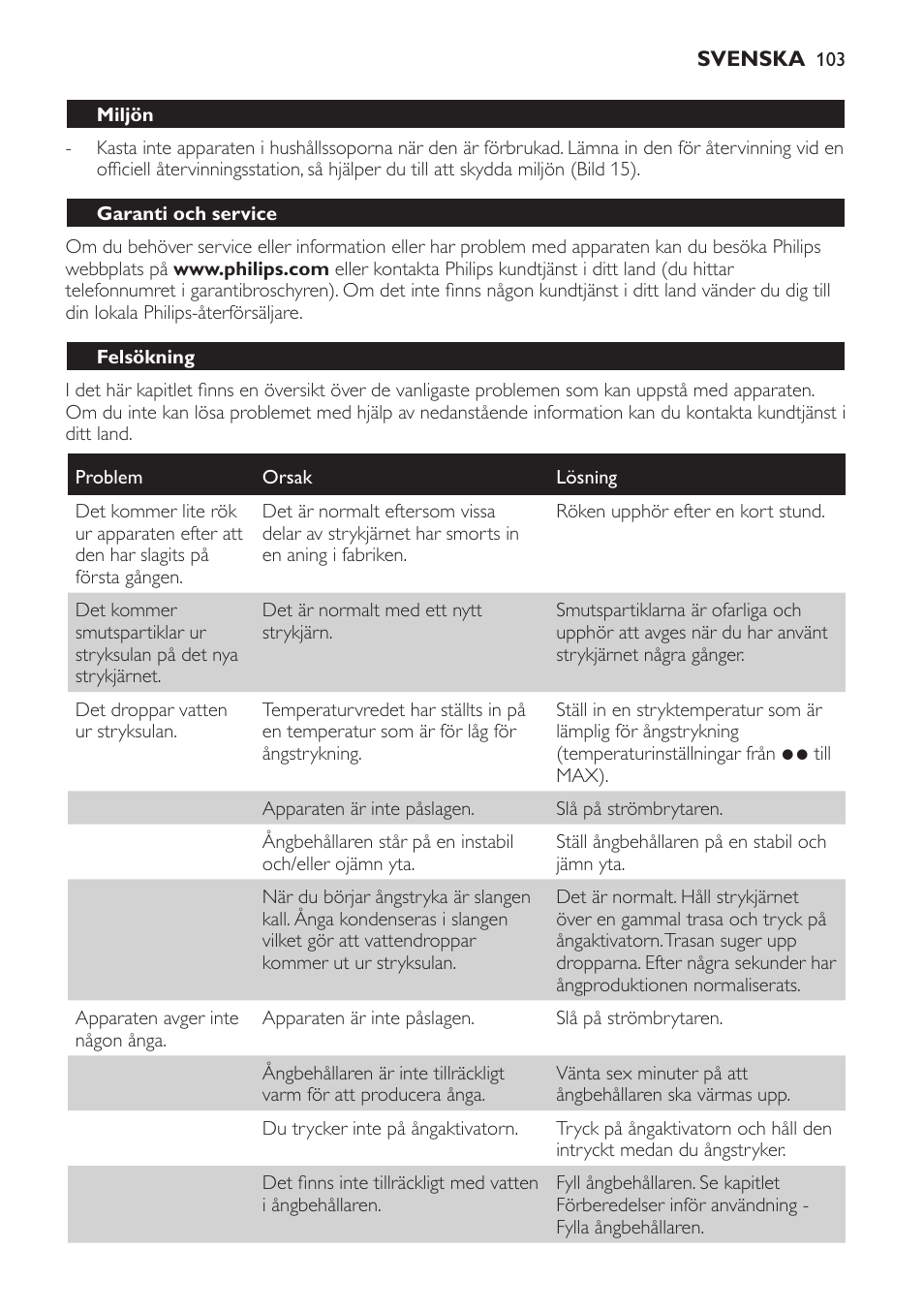 Philips Centrale vapeur haute pression User Manual | Page 103 / 116