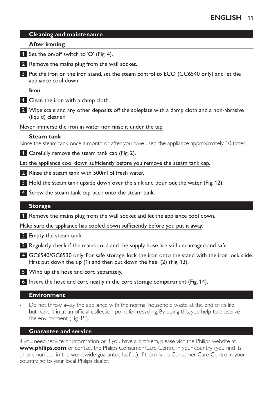 Philips Centrale vapeur haute pression User Manual | Page 11 / 116