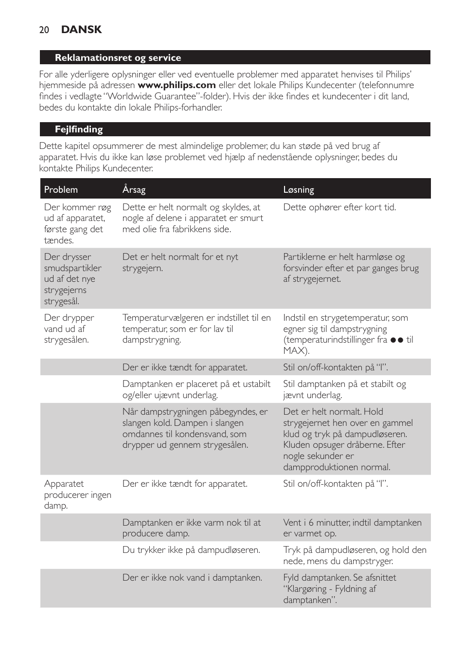 Philips Centrale vapeur haute pression User Manual | Page 20 / 116