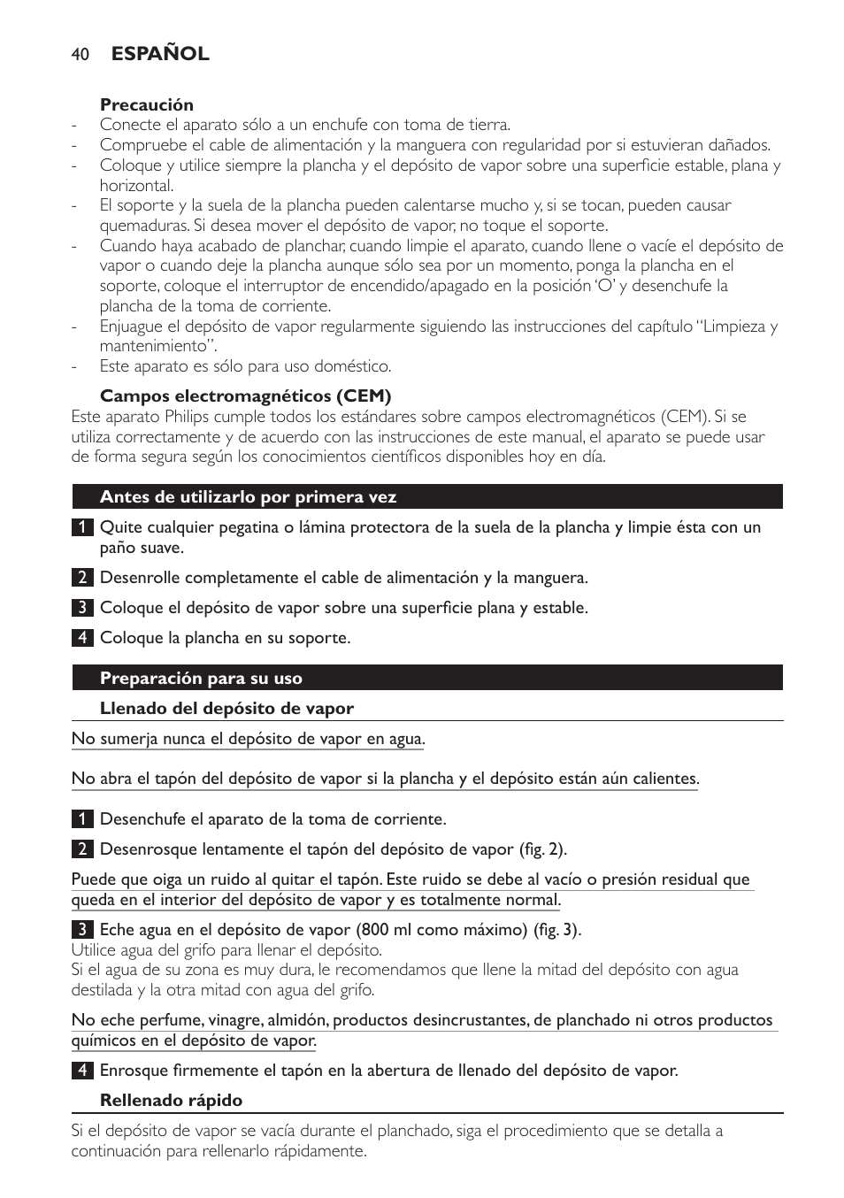 Philips Centrale vapeur haute pression User Manual | Page 40 / 116