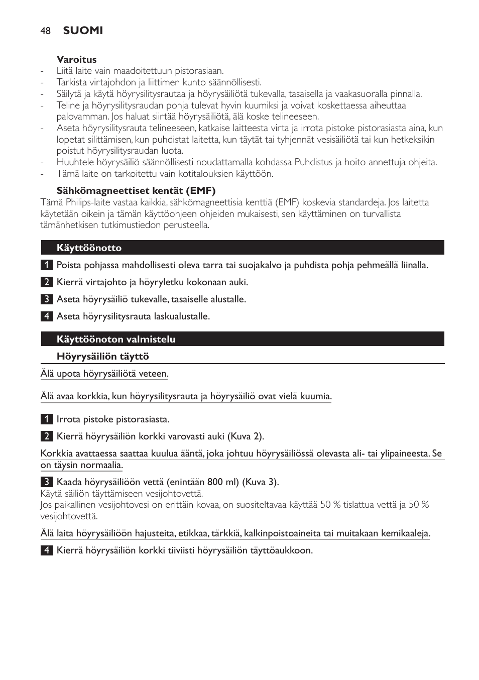 Philips Centrale vapeur haute pression User Manual | Page 48 / 116