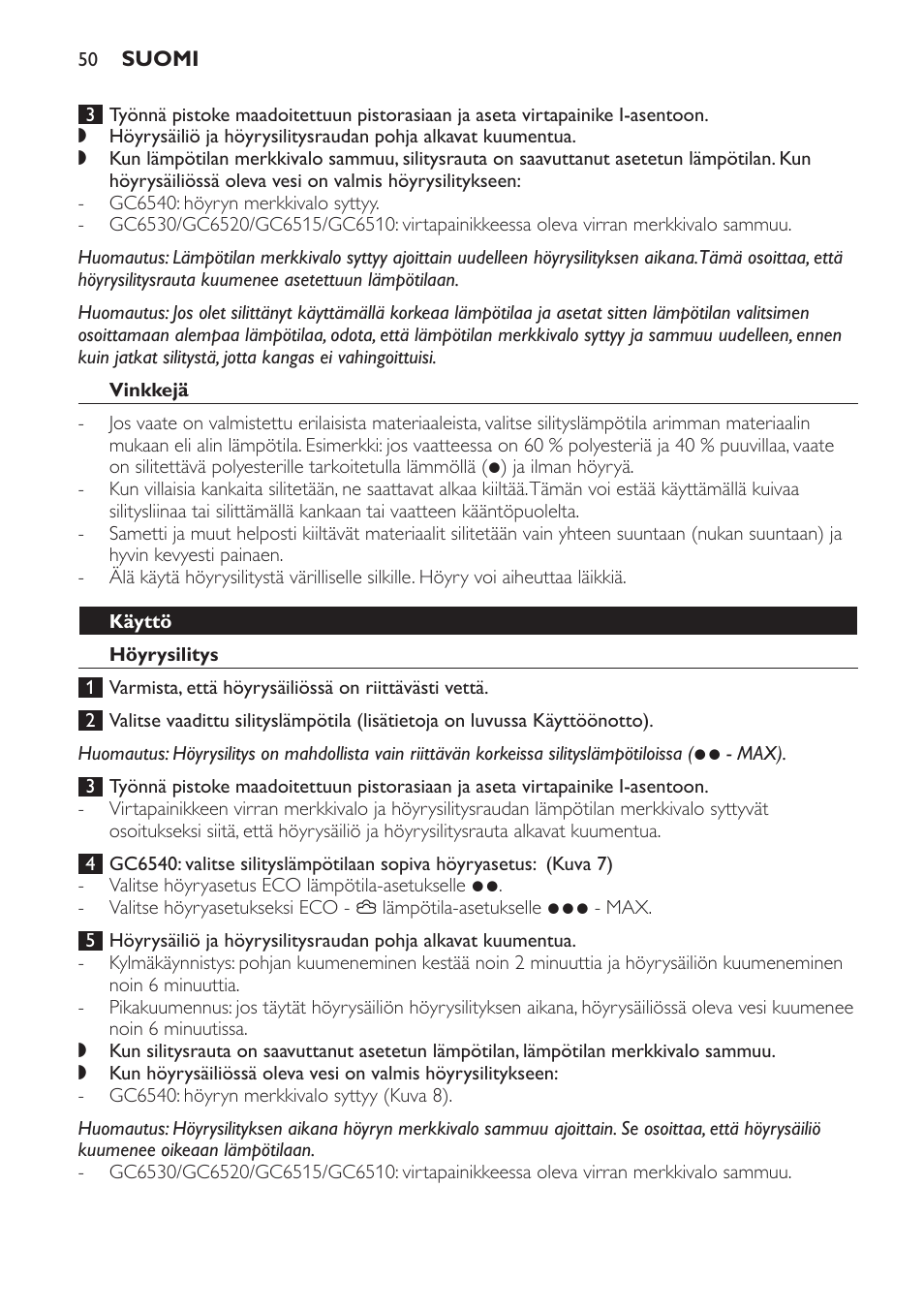 Philips Centrale vapeur haute pression User Manual | Page 50 / 116