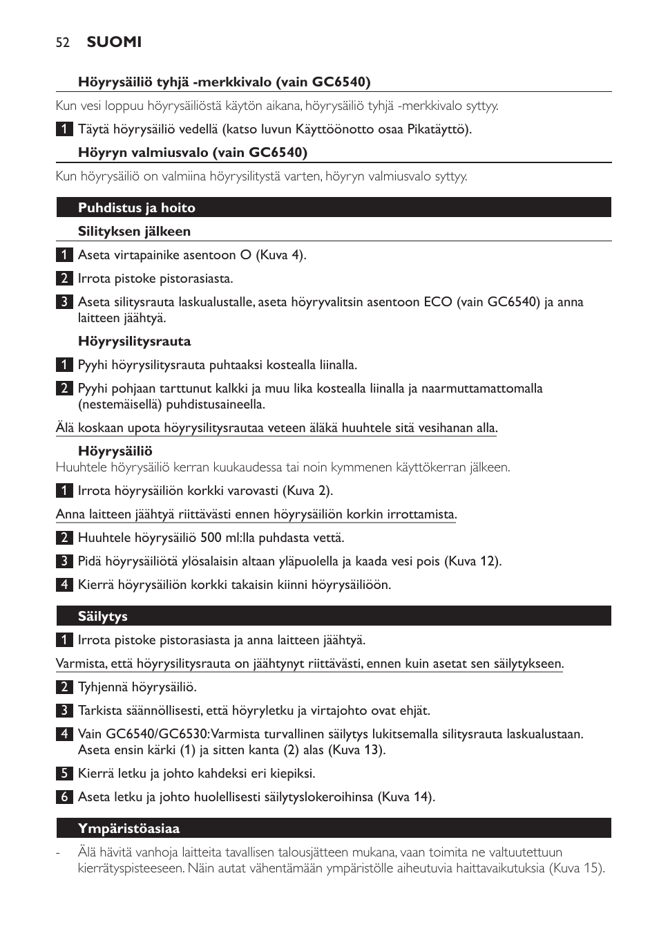 Philips Centrale vapeur haute pression User Manual | Page 52 / 116