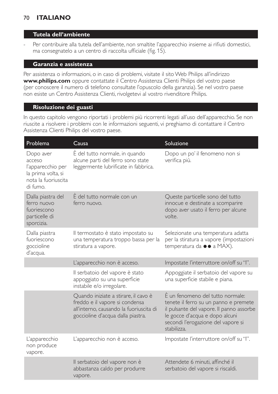 Philips Centrale vapeur haute pression User Manual | Page 70 / 116