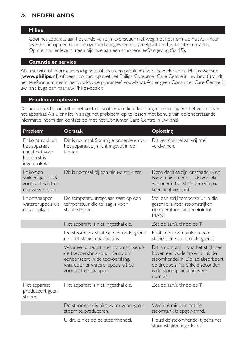 Philips Centrale vapeur haute pression User Manual | Page 78 / 116