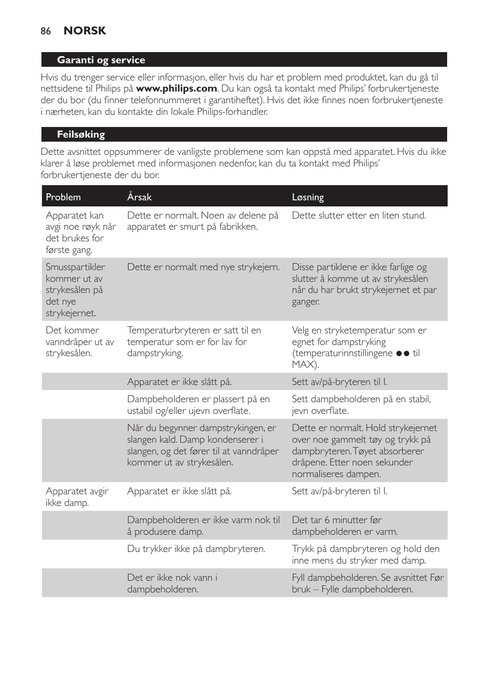 Philips Centrale vapeur haute pression User Manual | Page 86 / 116