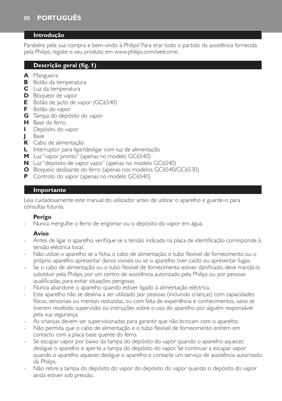 Português 88 | Philips Centrale vapeur haute pression User Manual | Page 88 / 116