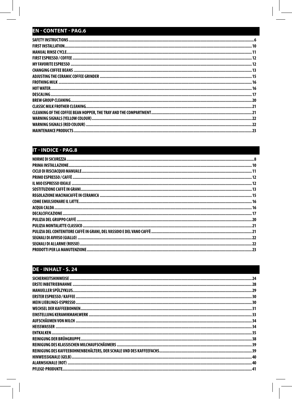 Philips Saeco Moltio Machine espresso Super Automatique User Manual | Page 4 / 60