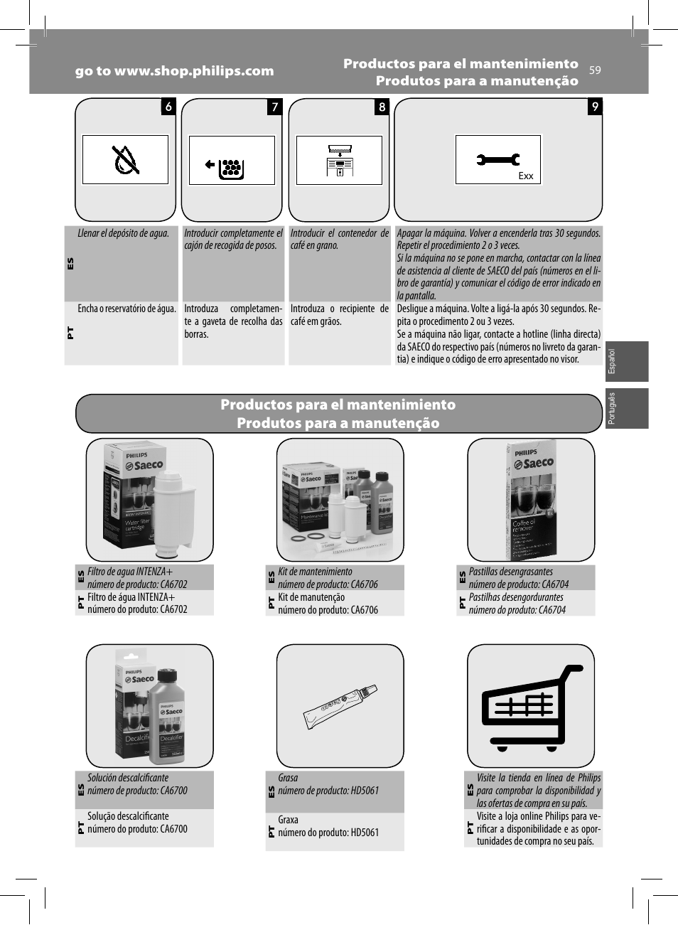 Philips Saeco Moltio Machine espresso Super Automatique User Manual | Page 59 / 60