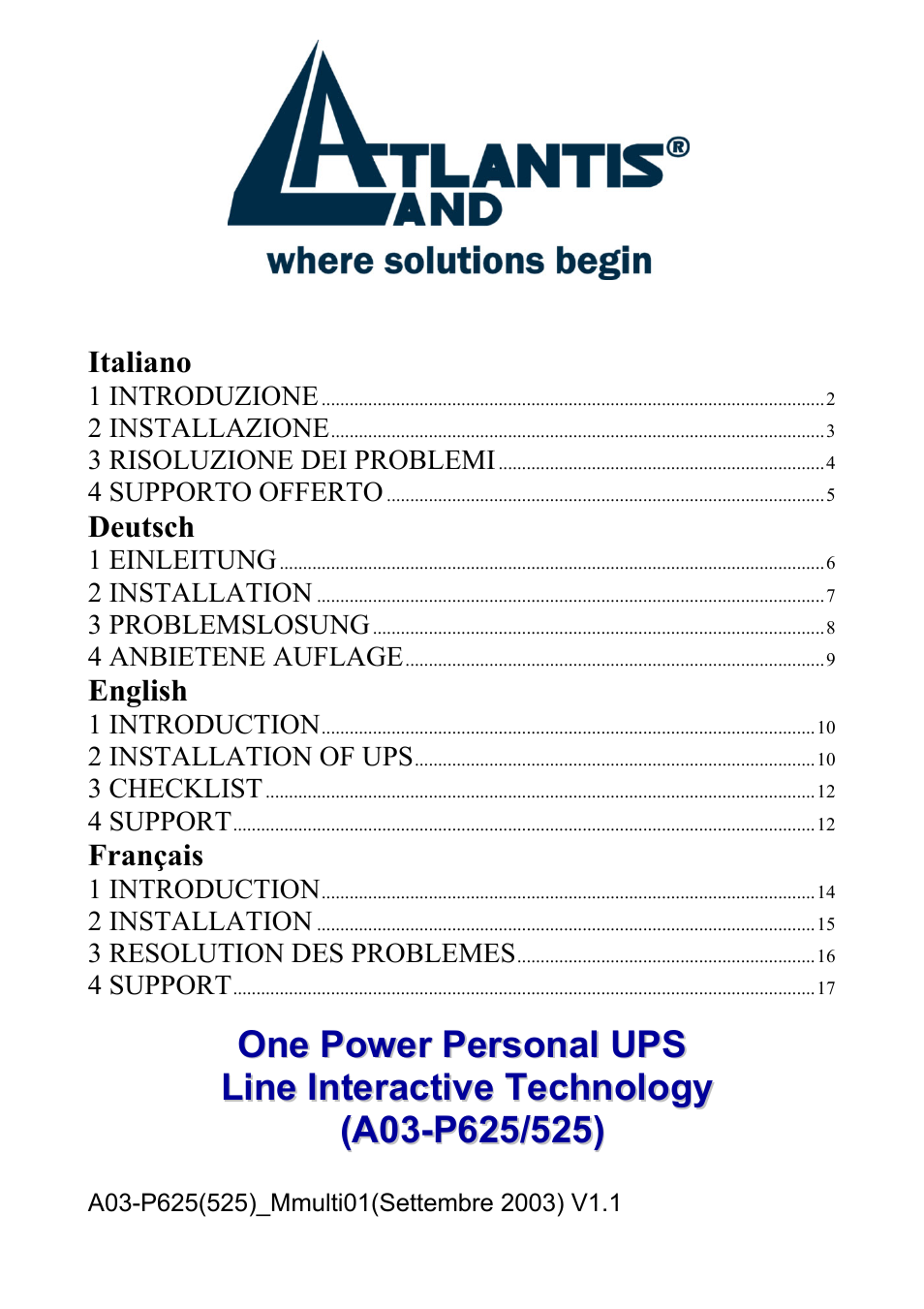 Atlantis A03-P625 User Manual | 17 pages