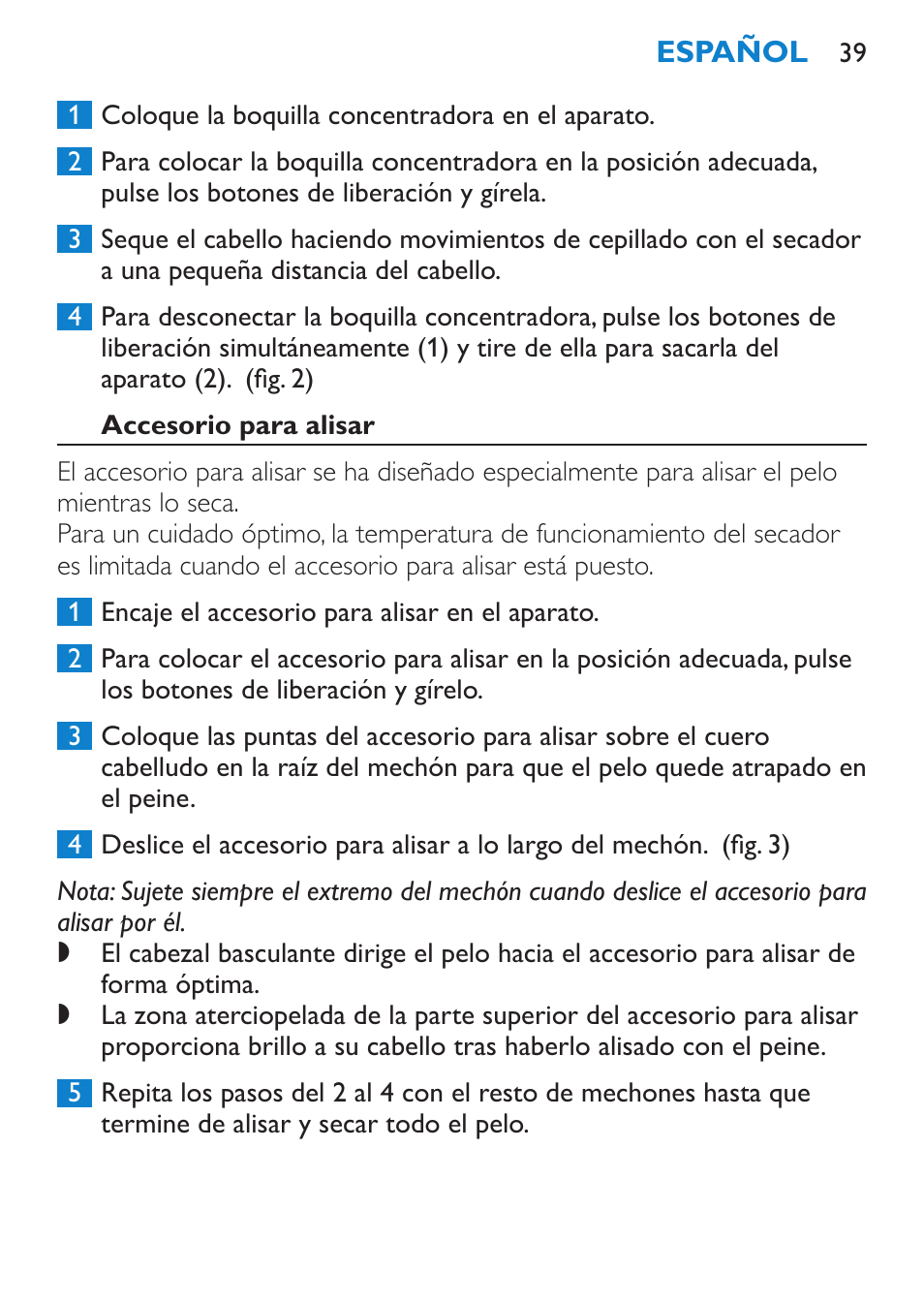 Accesorio para alisar | Philips SalonDry 'n Straight Sèche-cheveux User Manual | Page 39 / 104