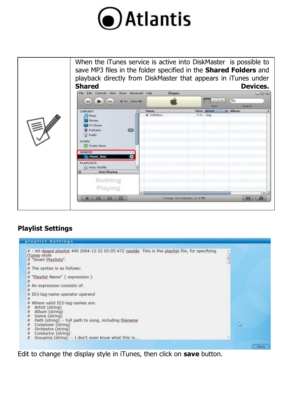 Playlist settings | Atlantis DISKMASTER NAS65020 User Manual | Page 101 / 111