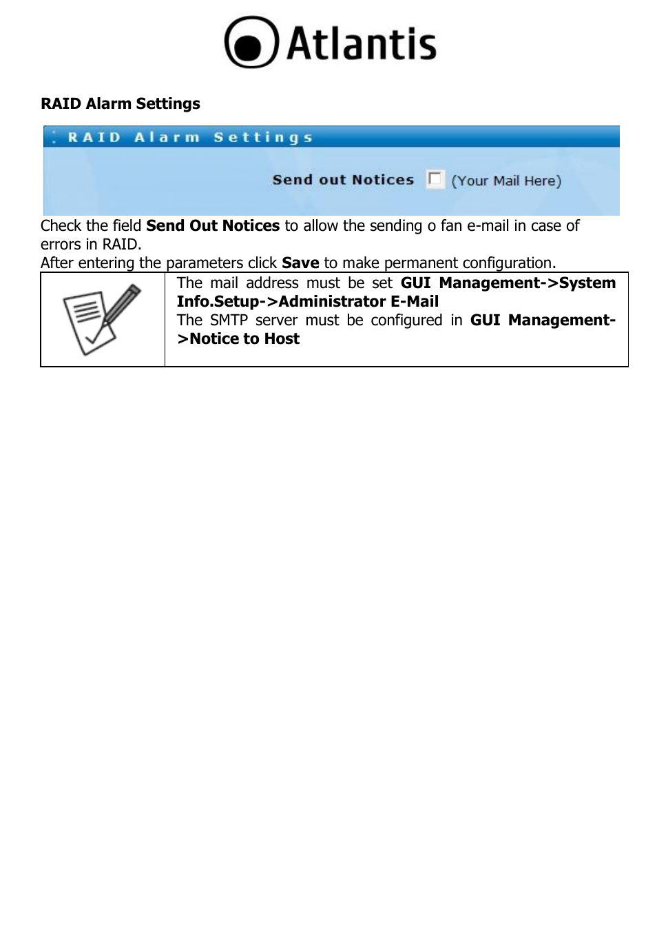 Raid alarm settings | Atlantis DISKMASTER NAS65020 User Manual | Page 49 / 111