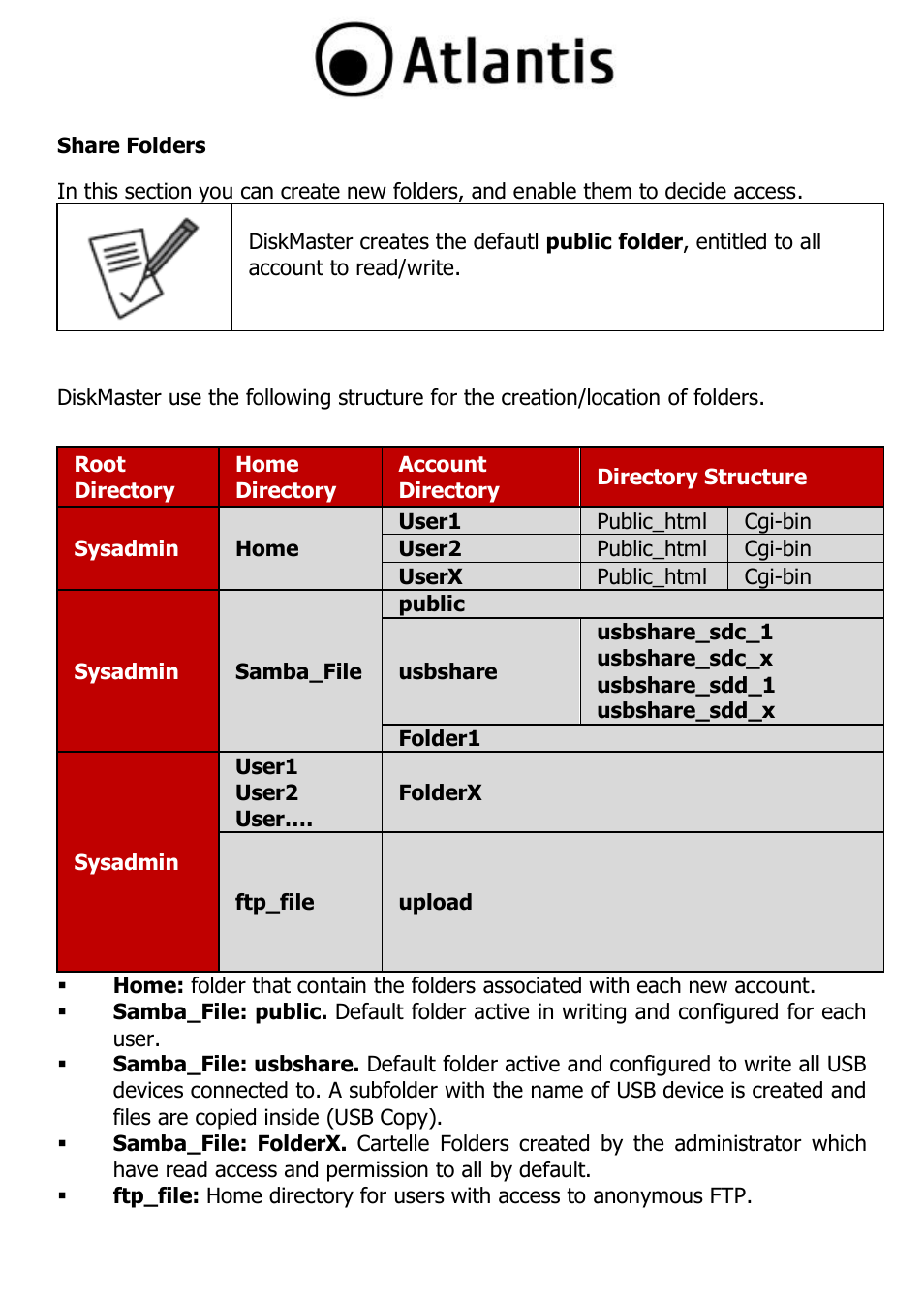 Share folders | Atlantis DISKMASTER NAS65020 User Manual | Page 55 / 111