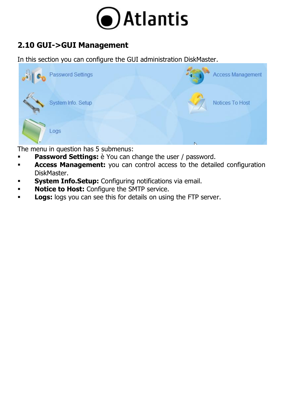 10 gui->gui management | Atlantis DISKMASTER NAS65020 User Manual | Page 68 / 111