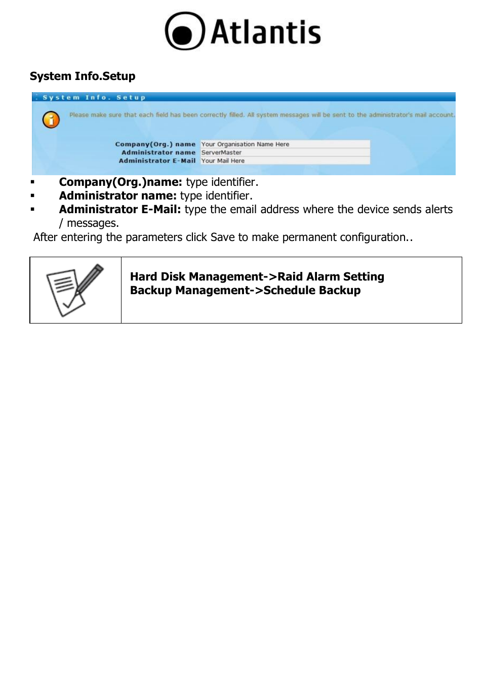 System info.setup | Atlantis DISKMASTER NAS65020 User Manual | Page 71 / 111