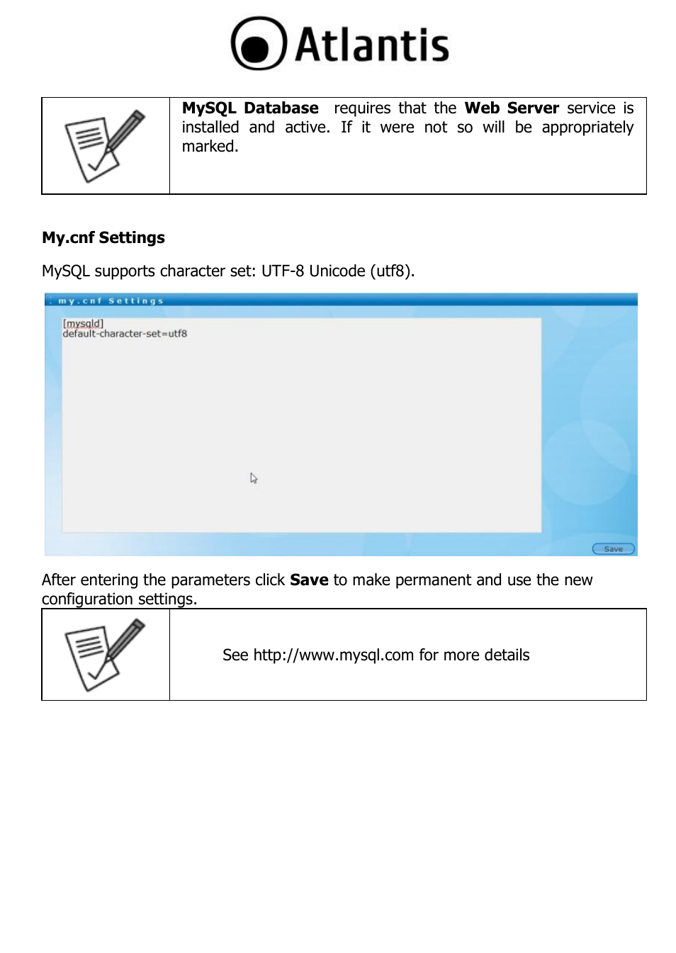 My.cnf settings | Atlantis DISKMASTER NAS65020 User Manual | Page 90 / 111