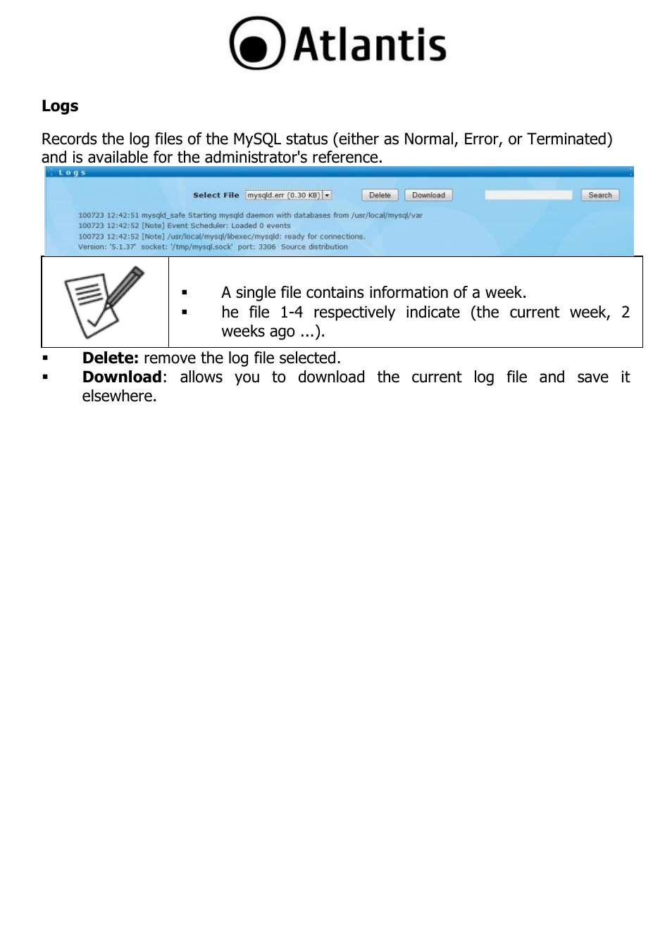 Logs | Atlantis DISKMASTER NAS65020 User Manual | Page 91 / 111