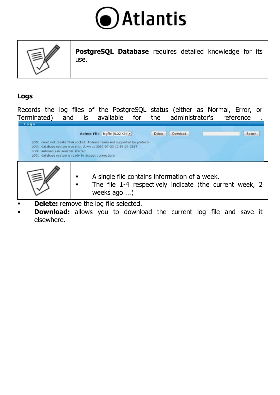 Logs | Atlantis DISKMASTER NAS65020 User Manual | Page 93 / 111