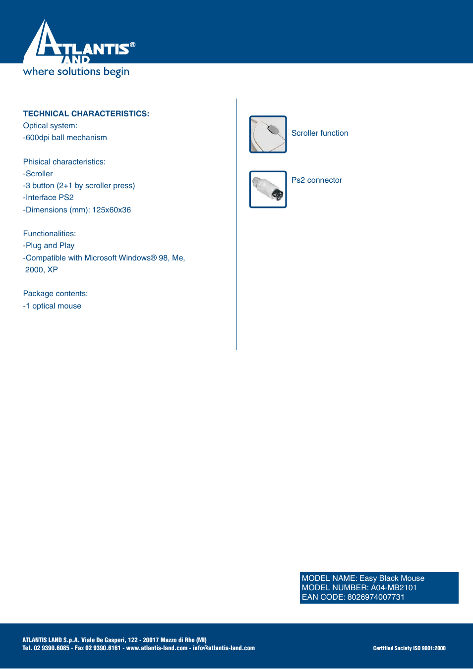 Atlantis EASY BLACK MOUSE A04-MB2101 User Manual | Page 2 / 2
