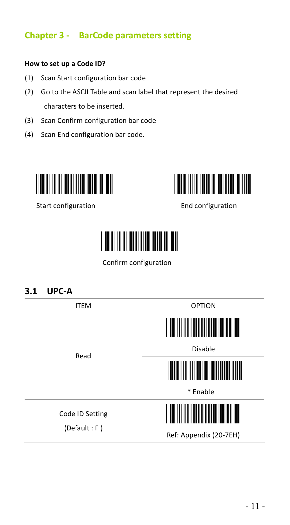 Chapter 3 - barcode parameters setting, 1 upc-a | Atlantis BL-6000ZB User Manual | Page 11 / 54