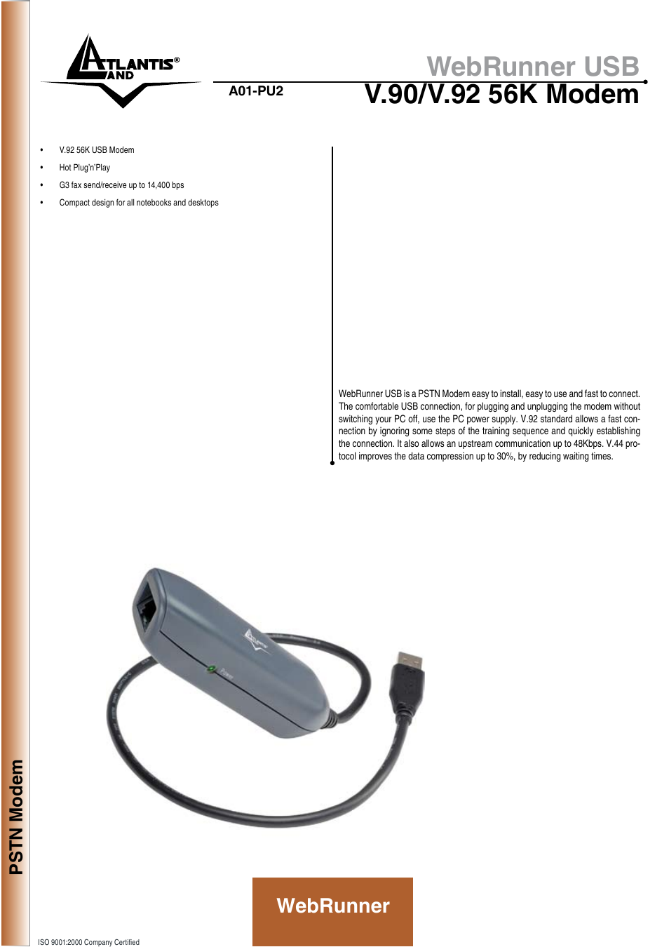 Atlantis WEBRUNNER V.90 User Manual | 2 pages