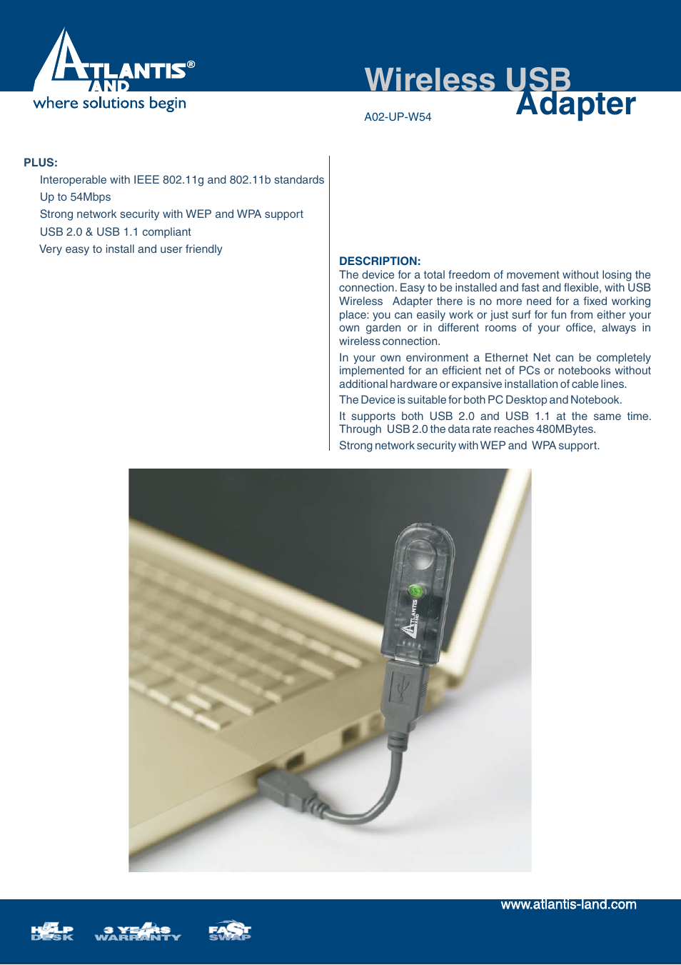 Atlantis A02-UP-W54 User Manual | 2 pages