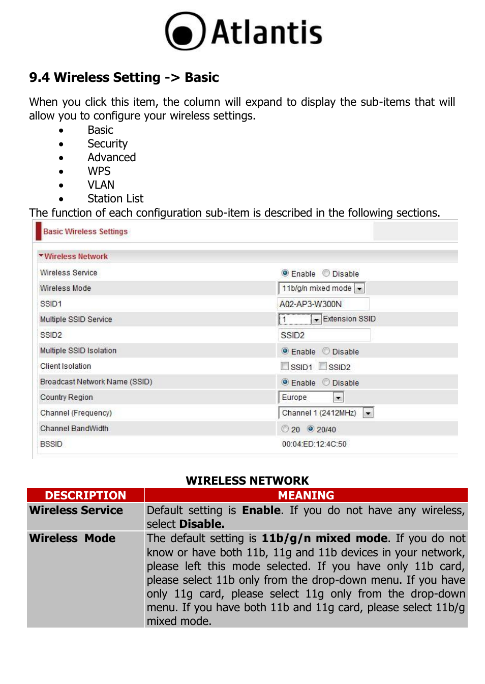 4 wireless setting -> basic | Atlantis A02-PL303-WN User Manual | Page 25 / 68