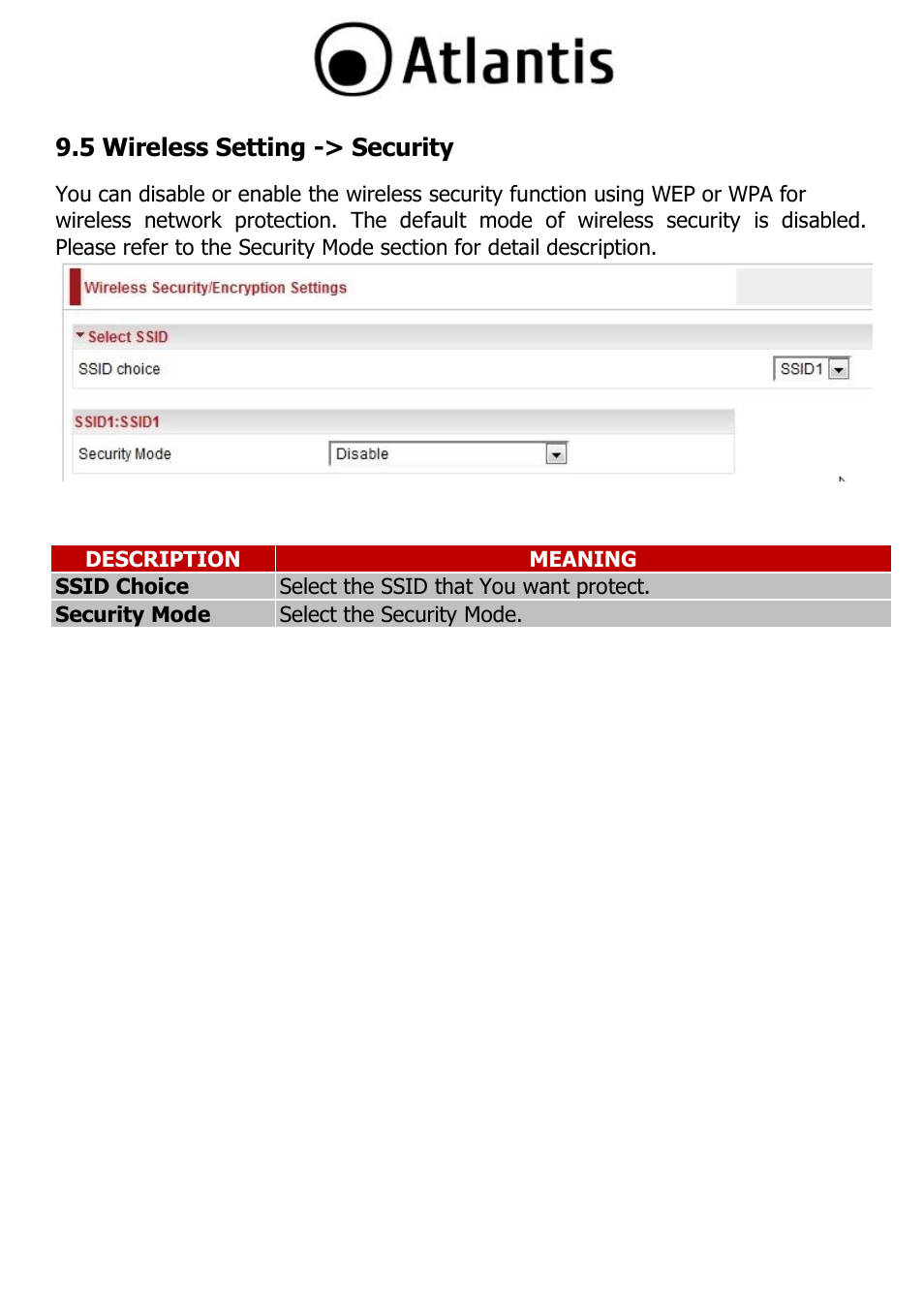 5 wireless setting -> security | Atlantis A02-PL303-WN User Manual | Page 31 / 68