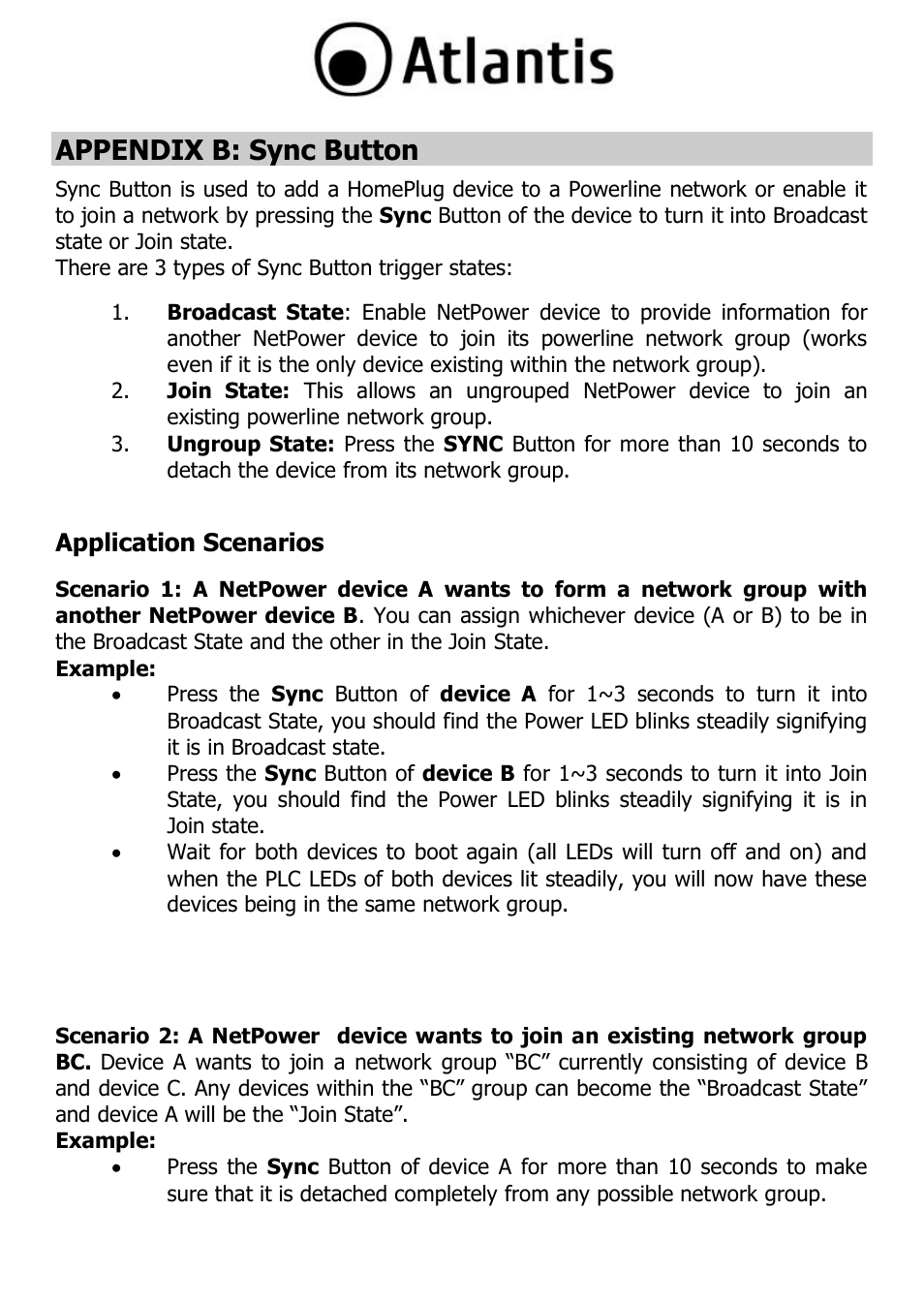 Appendix b: sync button, Application scenarios | Atlantis A02-PL303-WN User Manual | Page 60 / 68