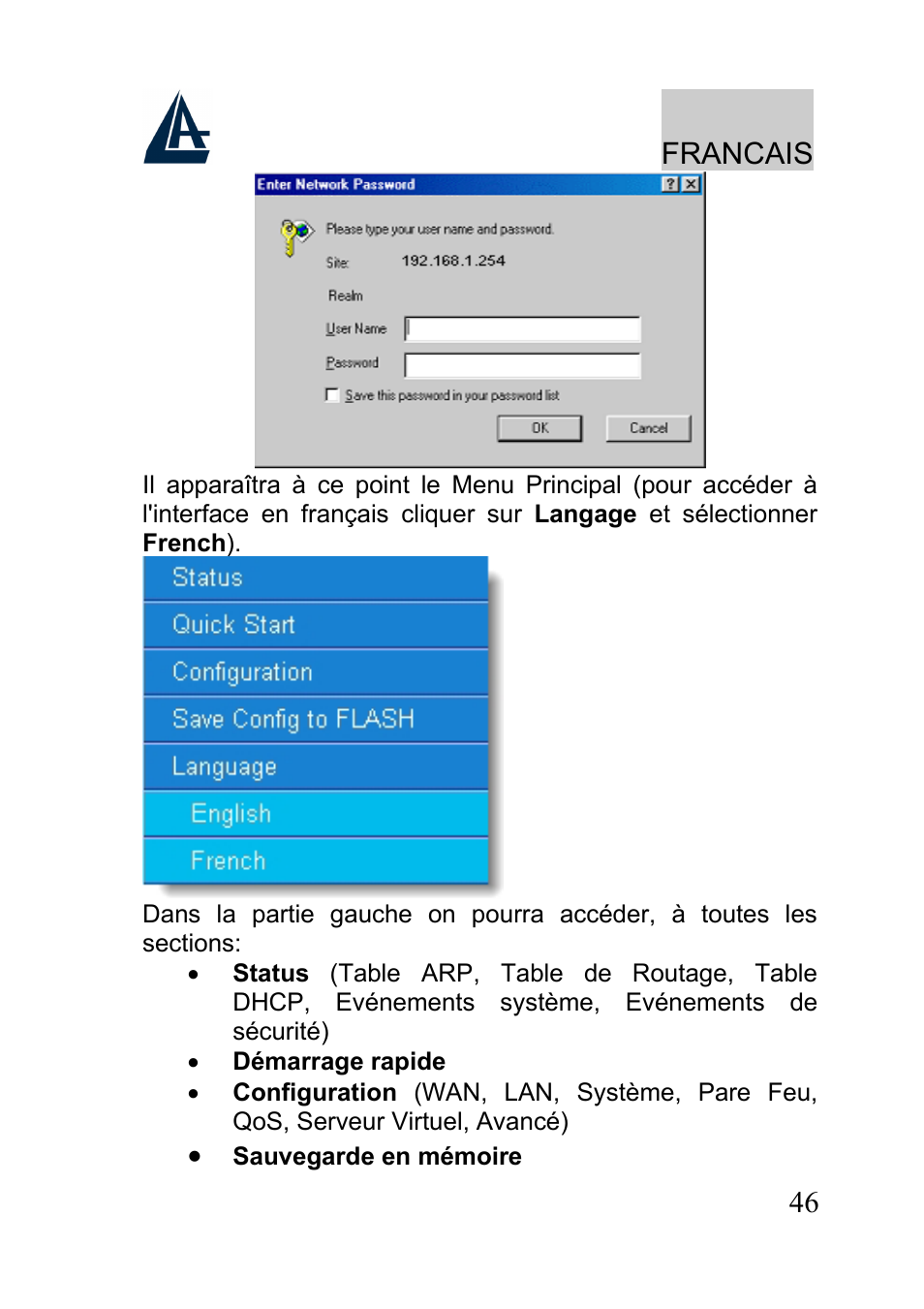 Francais | Atlantis A02-RA241-W54 User Manual | Page 46 / 80