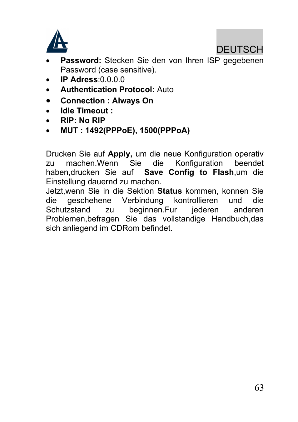 Deutsch | Atlantis A02-RA241-W54 User Manual | Page 63 / 80