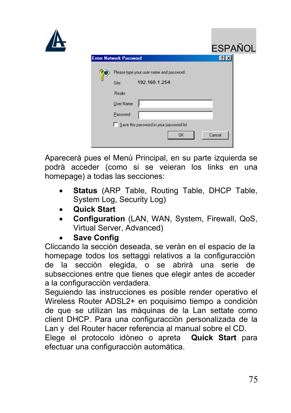 Español | Atlantis A02-RA241-W54 User Manual | Page 75 / 80