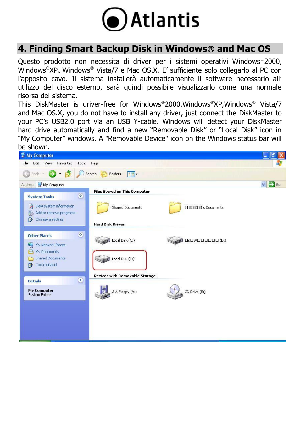 Finding smart backup disk in windows( and mac os, Finding smart backup disk in windows, And mac os | Finding smart backup disk in windows  and mac os | Atlantis DISKMASTER HDE 103 User Manual | Page 14 / 37